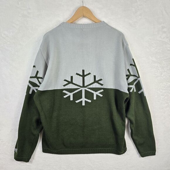 Vintage Planet Earth Snow Sweatshirt Snowflake Green Grey Skate 90s Snowboard - Picture 8 of 9